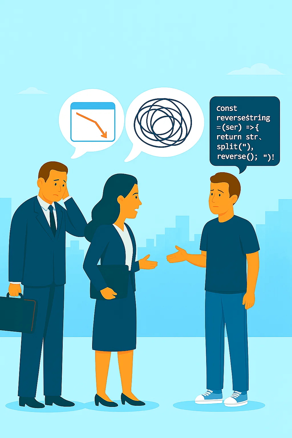 Business people discussing technical problems